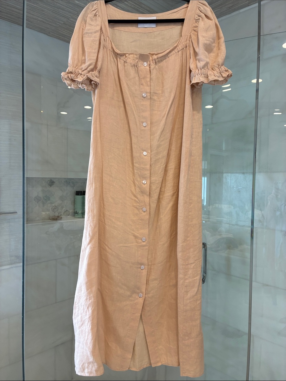 SLEEPER Brigitte belted linen midi dress